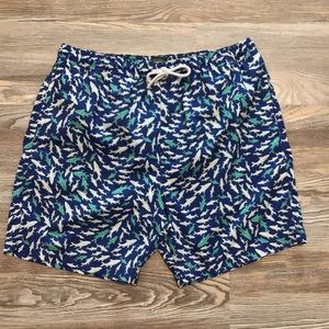 Berkeley Jensen Blue Shark Print Swim Trunks Large